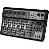 Depusheng Professional Audio Mixer, 4-Channel Audio Interface Sound Board Mixer, 16-Bit DSP DJ Bluetooth Mixer + 48V Phantom Effect for Karaoke Studio Streaming Recording (XT7 EU)