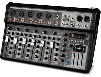 Depusheng Professional Audio Mixer, 4-Channel Audio Interface Sound Board Mixer, 16-Bit DSP DJ Bluetooth Mixer + 48V Phantom Effect for Karaoke Studio Streaming Recording (XT7 EU)