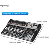 Depusheng Professional Audio Mixer, 4-Channel Audio Interface Sound Board Mixer, 16-Bit DSP DJ Bluetooth Mixer + 48V Phantom Effect for Karaoke Studio Streaming Recording (XT7 EU)