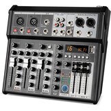 Depusheng Professional Audio Mixer, 4-Channel Audio Interface Sound Board Mixer, 16-Bit DSP DJ Bluetooth Mixer + 48V Phantom Effect for Karaoke Studio Streaming Recording (XT7 EU)