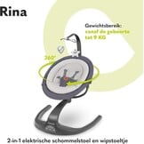 LIONELO Rina 2in1 Babyschommel + wieg, Afstandsbediening, 60° Draaibare zitting, Twee schommelrichtingen, 5 Schommelsnelheden, Vergrendeling, Rugleuningverstelling, Timer, 12 Melodieën, Stille werking