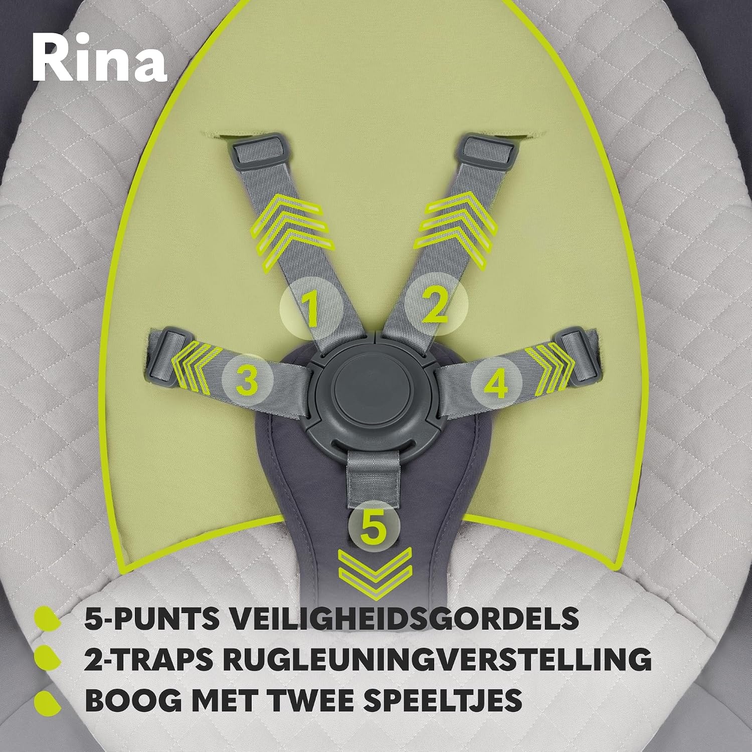 LIONELO Rina 2in1 Babyschommel + wieg, Afstandsbediening, 60° Draaibare zitting, Twee schommelrichtingen, 5 Schommelsnelheden, Vergrendeling, Rugleuningverstelling, Timer, 12 Melodieën, Stille werking