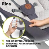 LIONELO Rina 2in1 Babyschommel + wieg, Afstandsbediening, 60° Draaibare zitting, Twee schommelrichtingen, 5 Schommelsnelheden, Vergrendeling, Rugleuningverstelling, Timer, 12 Melodieën, Stille werking