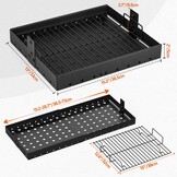 onlyfire Verstelbare Houtskoolbak voor Barbecue 38.5-73 cm, Rechthoekige Stalen Houtskoollade, Vuurkorf en Aslade met Rooster, Reserveonderdeel voor Tepro Toronto, Taino Hero XL, Activa