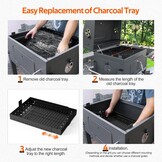 onlyfire Verstelbare Houtskoolbak voor Barbecue 38.5-73 cm, Rechthoekige Stalen Houtskoollade, Vuurkorf en Aslade met Rooster, Reserveonderdeel voor Tepro Toronto, Taino Hero XL, Activa