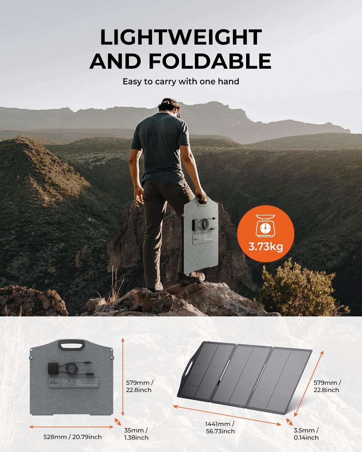 BigBlue 150W Portable Solar Panel ETFE, Foldable Solar Modules N-Type 20.8V/9.23A With Standard, IP68 Waterproof, Portable Solar Charger With 5 Connection Types For Charging Stations, Camping, Motorhomes - Maat 150W