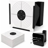Whiteshooting, Tragabalin, + 100 Target Discs for Airsoft, Airgun, Pellets and Shooting Balls, Target Discs 250 g/m², Standard 14 x 14 cm, Steel Material, Black
