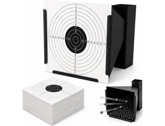 Whiteshooting, Tragabalin, + 100 Target Discs for Airsoft, Airgun, Pellets and Shooting Balls, Target Discs 250 g/m², Standard 14 x 14 cm, Steel Material, Black