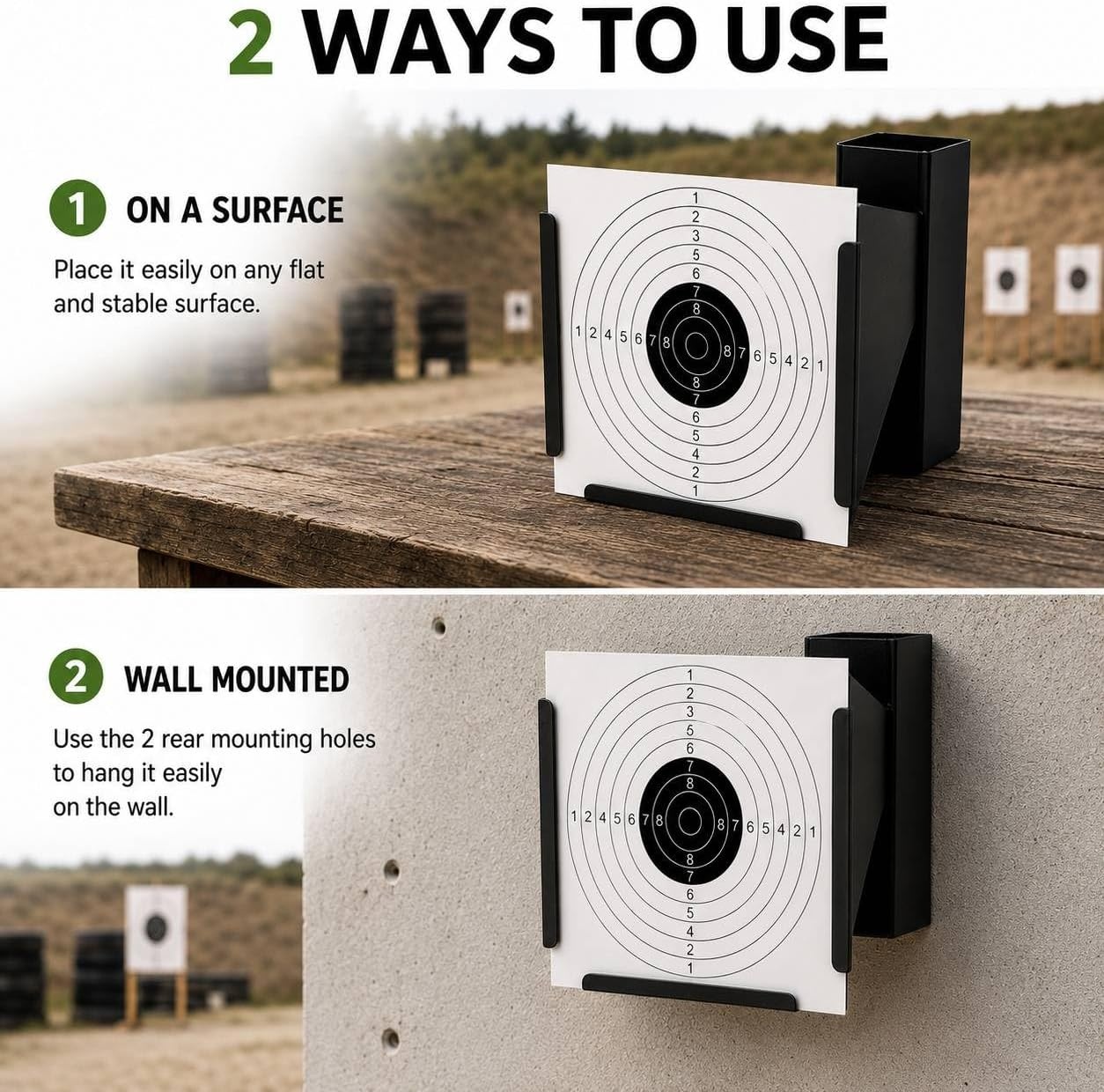 Whiteshooting, Tragabalin, + 100 Target Discs for Airsoft, Airgun, Pellets and Shooting Balls, Target Discs 250 g/m², Standard 14 x 14 cm, Steel Material, Black