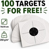 Whiteshooting, Tragabalin, + 100 Target Discs for Airsoft, Airgun, Pellets and Shooting Balls, Target Discs 250 g/m², Standard 14 x 14 cm, Steel Material, Black