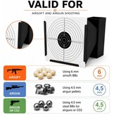 Whiteshooting, Tragabalin, + 100 Target Discs for Airsoft, Airgun, Pellets and Shooting Balls, Target Discs 250 g/m², Standard 14 x 14 cm, Steel Material, Black