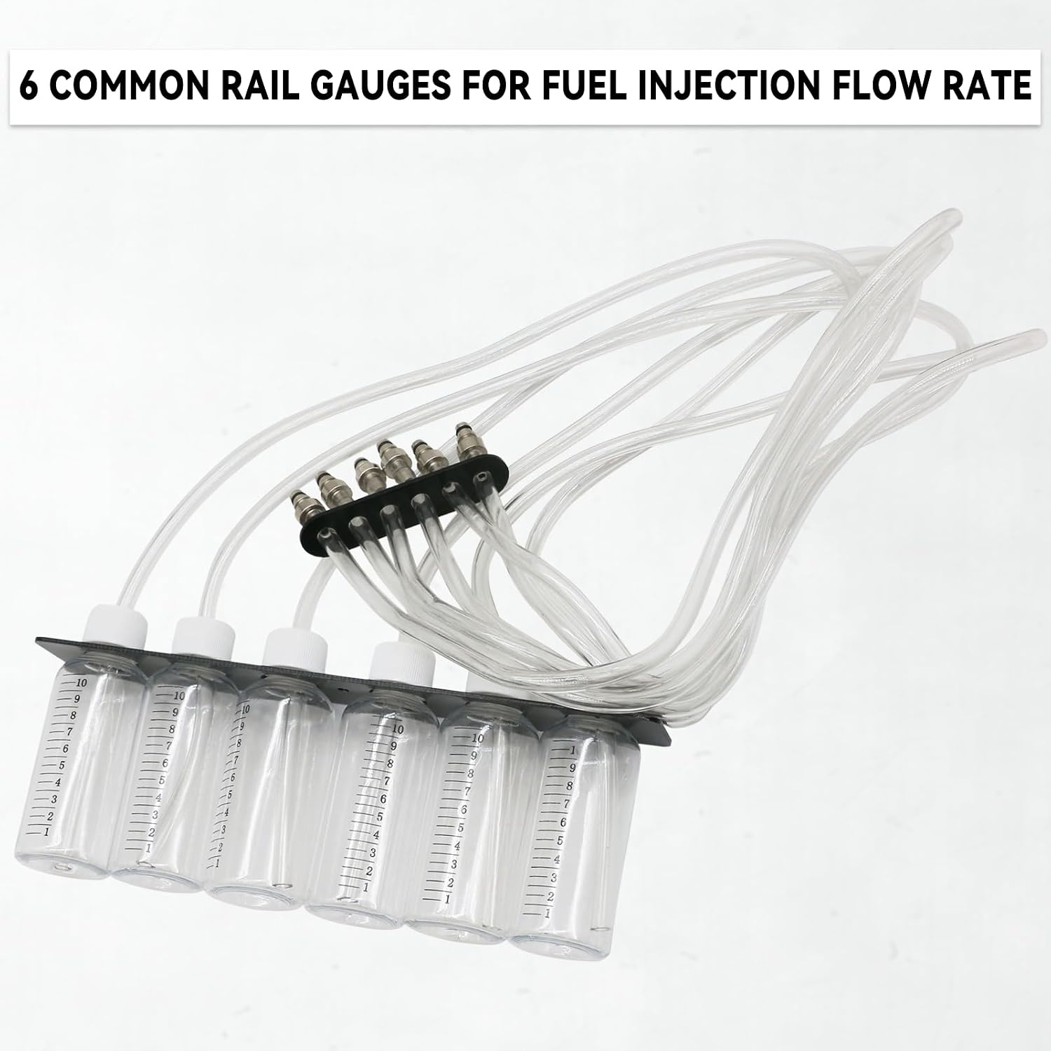 Diesel Leak Off Test Kit Common Rail Tester Leak Off Tester 6 Cylinder Diesel Injector Flow Meter Engine Injection Rail Test Kit with 24 Adapters