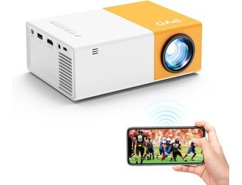 PVO Projector WiFi draagbare filmprojector 1080P, telefoonscherm kan worden gespiegeld op videoprojector via wifi of via datakabel, compatibel met smartphone/tablet/laptop/tv-stick/PS/Type-C/USB-drive