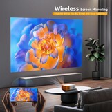 PVO Projector WiFi draagbare filmprojector 1080P, telefoonscherm kan worden gespiegeld op videoprojector via wifi of via datakabel, compatibel met smartphone/tablet/laptop/tv-stick/PS/Type-C/USB-drive