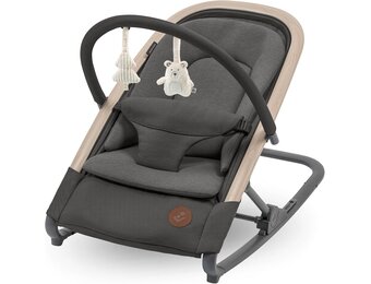Maxi-Cosi Kori 2-in-1 Baby wipstoel met Speelgoedboog, 0-2 jaar, tot 15 kg, Baby Bouncer, 3 Ligstanden met één Hand, Easy-in Harnas, Lichtgewicht en Compact, 2 Speeltjes, Eco Care, Beyond Graphite