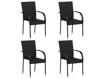 vidaXL Tuinstoelen stapelbaar 4 st poly rattan zwart