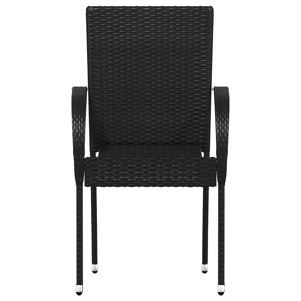 vidaXL Tuinstoelen stapelbaar 4 st poly rattan zwart