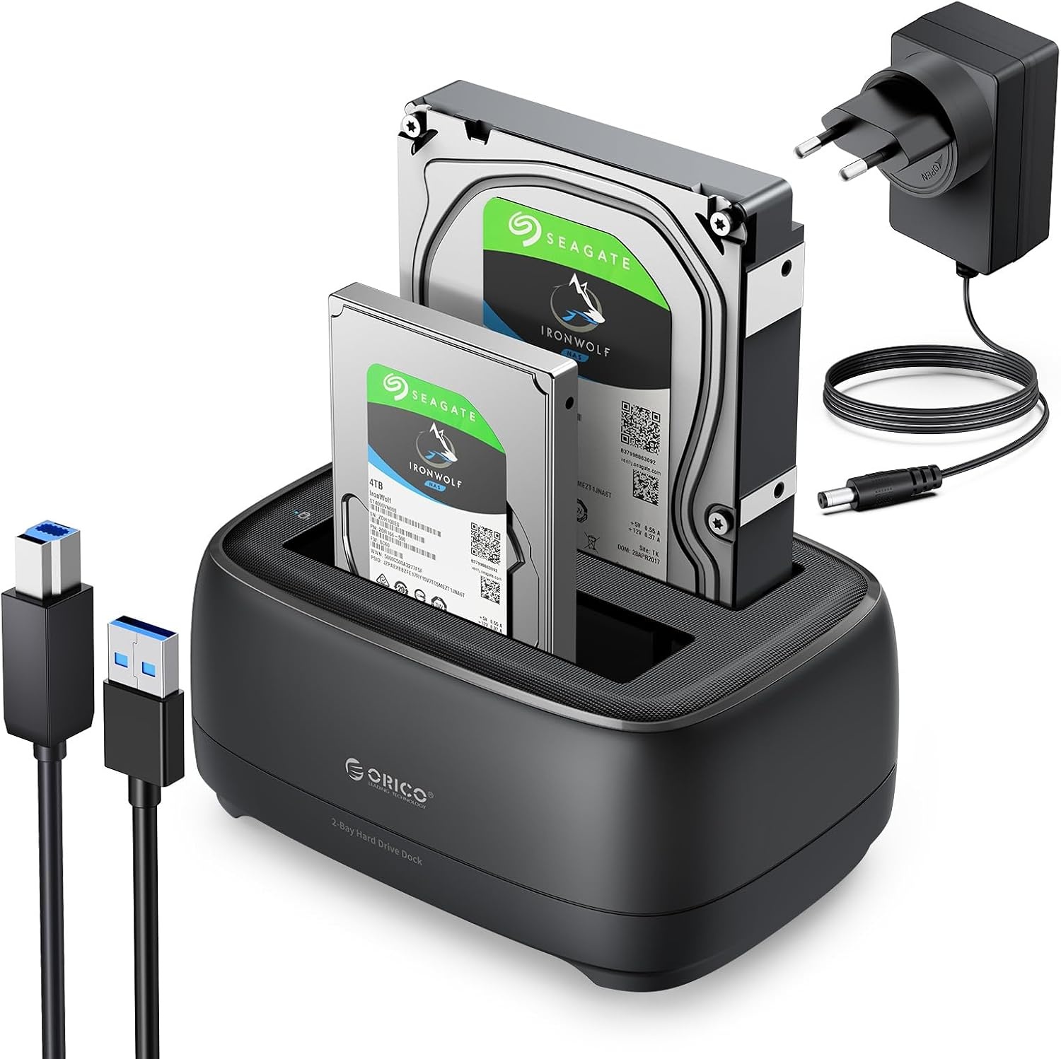 ORICO 3,5 inch harde schijf docking station USB 3.0 harde schijf behuizing voor SATA 2.5" en 3.5" HDD SSD, harde schijf lezer ondersteunt UASP en 20TB schijven (DD18U3)