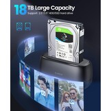 ORICO 3,5 inch harde schijf docking station USB 3.0 harde schijf behuizing voor SATA 2.5" en 3.5" HDD SSD, harde schijf lezer ondersteunt UASP en 20TB schijven (DD18U3)