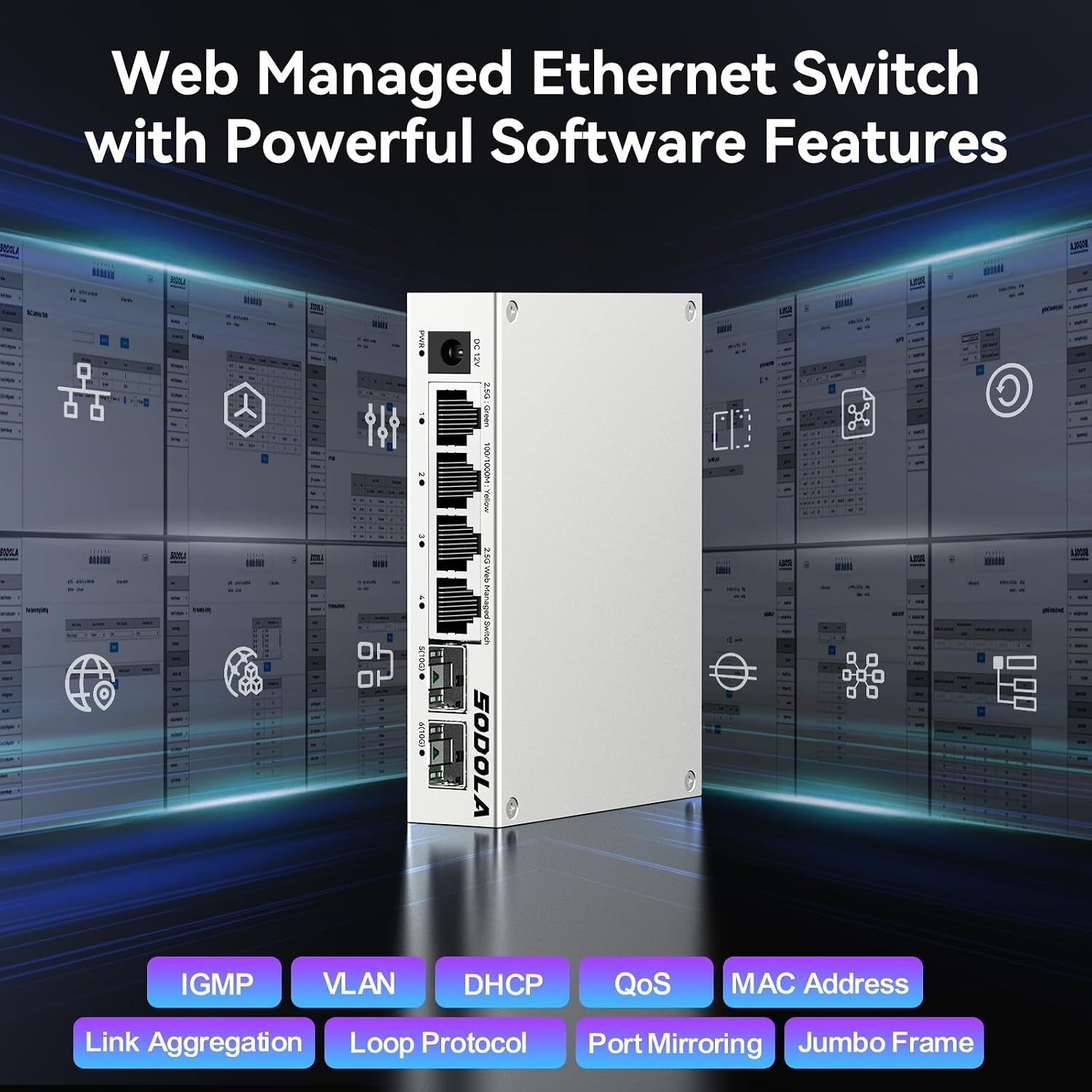 SODOLA 4-poorts 2.5G Smart Web Ethernet Switch