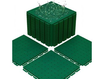 jxgzyy 24 stuks modulaire in elkaar grijpende vloertegels, antislip, weerbestendige sportvloertegels, outdoor, sportveld, doe-het-zelf vloermatten, voor buiten, basketbal, tennis, badminton, groen