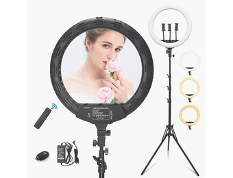 Wisamic Ringlicht 18 Zoll mit Stativ LED Ringleuchte: Berührung und Fernbedienung 6000K Dimmbar Foto Ring Licht Lampe für Selfie Video Kamera Fotografie Kosmetik Tik Tok YouTube Vlog Beleuchtung