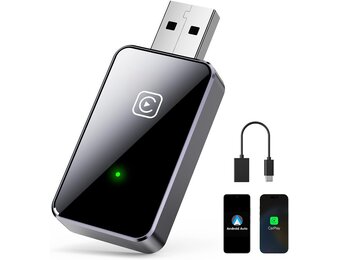 Carplay Draadloze adapter, CarPlay dongle converteert kabel naar Wireless Plug & Play USB C/A, compatibel met iPhone iOS 10+ en auto met CarPlay