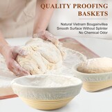 Banneton Banneton broodmandje voor zuurdesembroodbakken: 23 cm ronde & 25 cm ovale rotan mand met inleg + broodschraper + borstel + bakgeschenken voor professionele en thuisbakkers