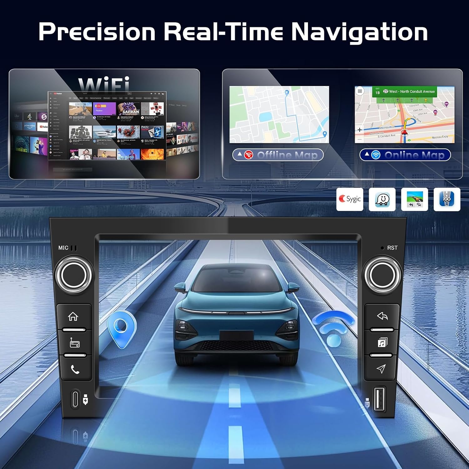 4+128GB Android Car Radio for Opel Corsa Astra Zafira Vivaro, Wireless CarPlay Android Car, IPS Touchscreen, GPS WiFi USB Bluetooth, Plug & Play Radio + Rear View Camera