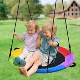 Trekassy Nestschommel, voor buiten, 317 kg, met 3 meter schommelriemen, 2 stuks belastbare 700 kg, schommelset, schijfschommel voor kinderen, volwassenen, tuin, binnen (kleurrijk)