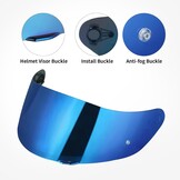 Motorhelm Vizier voor K1/K3SV/K5 met UV-bescherming - Chroom Blauw (59% Korting!)