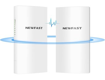 NEWFAST Externe access point, 3 km, externe WLAN-brug, 5,8 GHz, 300 Mbps, Wireless Bridge met 11 dBi antenne, LAN-aansluiting, PTP/PTMP-verbinding (2 stuks)
