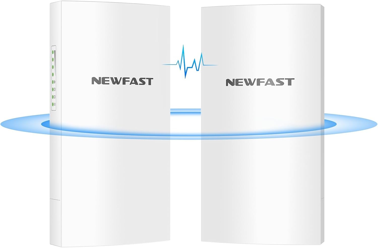 NEWFAST Externe access point, 3 km, externe WLAN-brug, 5,8 GHz, 300 Mbps, Wireless Bridge met 11 dBi antenne, LAN-aansluiting, PTP/PTMP-verbinding (2 stuks)