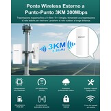 NEWFAST Externe access point, 3 km, externe WLAN-brug, 5,8 GHz, 300 Mbps, Wireless Bridge met 11 dBi antenne, LAN-aansluiting, PTP/PTMP-verbinding (2 stuks)