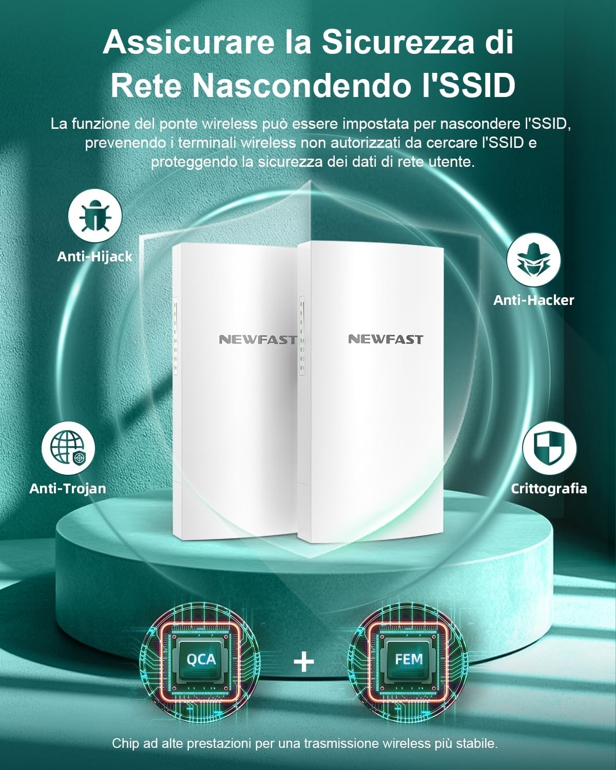 NEWFAST Externe access point, 3 km, externe WLAN-brug, 5,8 GHz, 300 Mbps, Wireless Bridge met 11 dBi antenne, LAN-aansluiting, PTP/PTMP-verbinding (2 stuks)