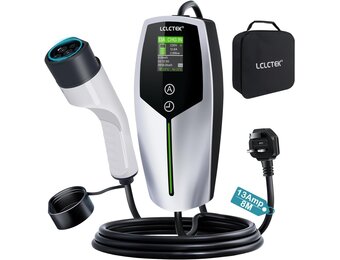 3KW EV Charger Cable Type 2 to 3 Pin Plug 8-meter,Portable UK 3 Pin EV Charger,Electric Car Charger [6/8/10/13A],EV Car Charger with LED Display,IP65 Waterproof,Type 2 Cable EVs and PHEV