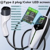 3KW EV Charger Cable Type 2 to 3 Pin Plug 8-meter,Portable UK 3 Pin EV Charger,Electric Car Charger [6/8/10/13A],EV Car Charger with LED Display,IP65 Waterproof,Type 2 Cable EVs and PHEV