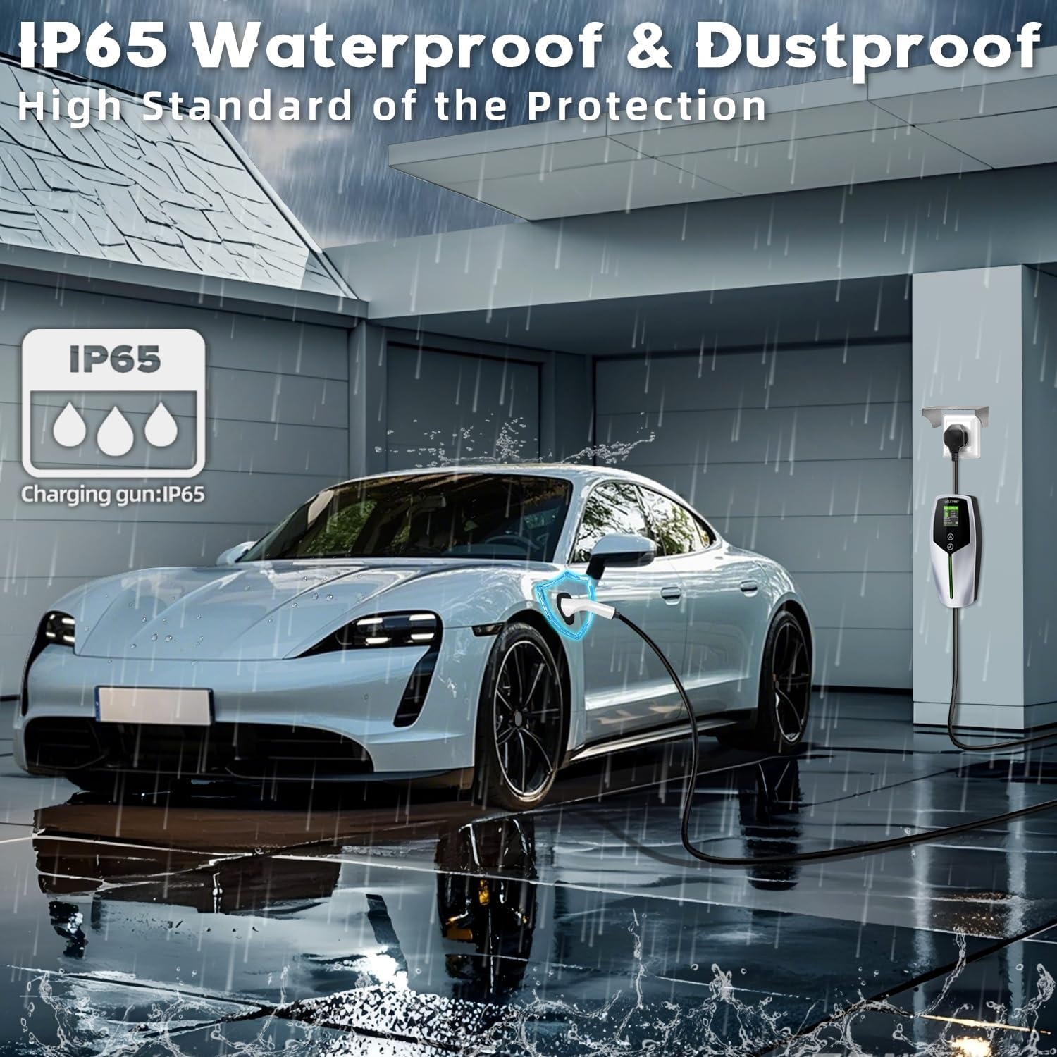 3KW EV Charger Cable Type 2 to 3 Pin Plug 8-meter,Portable UK 3 Pin EV Charger,Electric Car Charger [6/8/10/13A],EV Car Charger with LED Display,IP65 Waterproof,Type 2 Cable EVs and PHEV