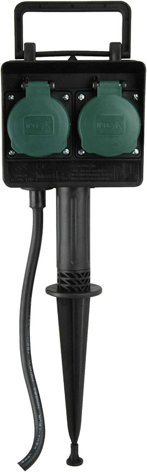 UNITEC 44202 grondpen met dubbel stopcontact, 1,5 m voedingskabel
