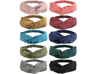 10 Stuks Boho Hoofdbanden Haarbanden voor Vrouwen | Vintage Bloem Afgedrukt Criss Cross Geknoopt Gedraaid Elastisch Stretchy
