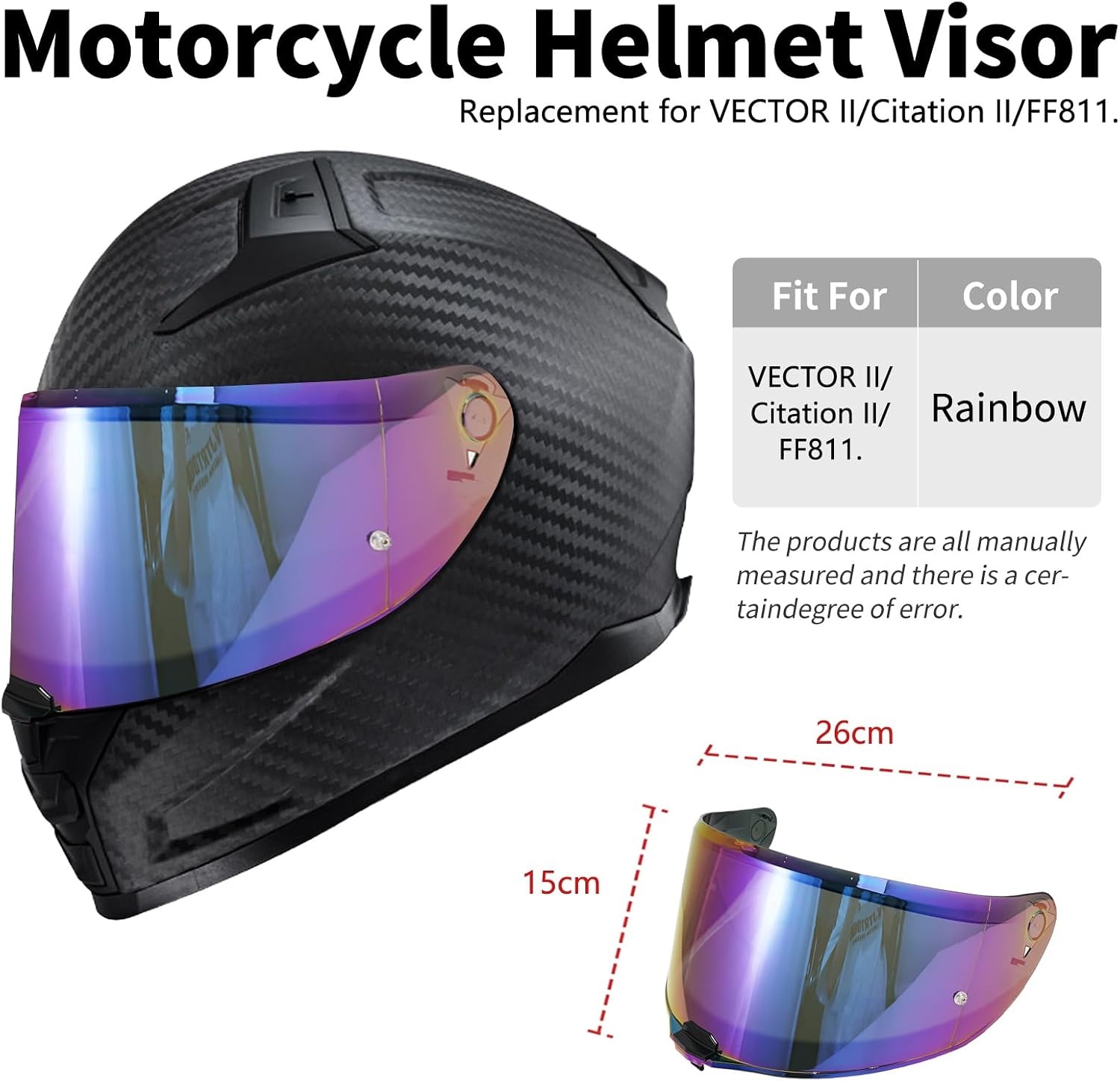 60% Korting: Motorhelm Vizier Regenboog - Vervanging voor VECTOR II/Citation II/FF811