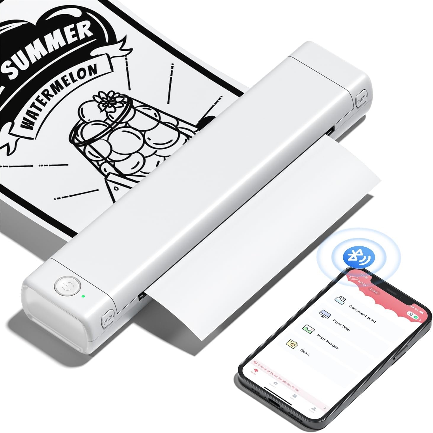 Draagbare Thermische Printer A4 - Inktloos & Bluetooth - Wit