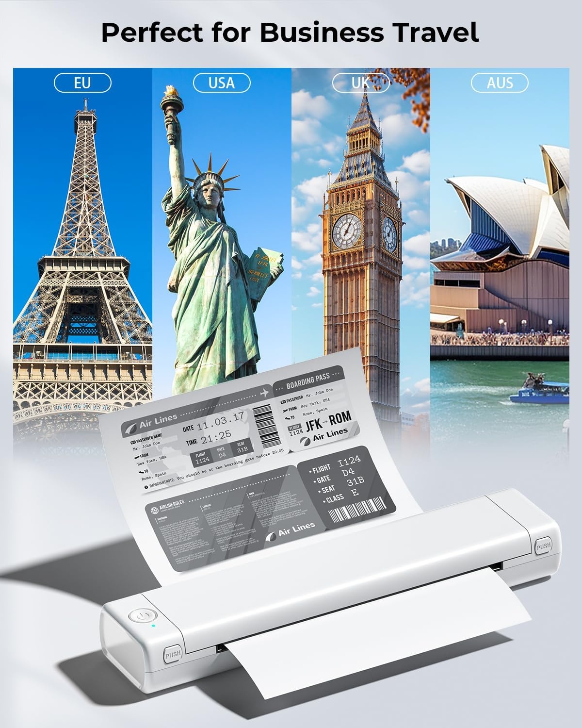 Draagbare Thermische Printer A4 - Inktloos & Bluetooth - Wit