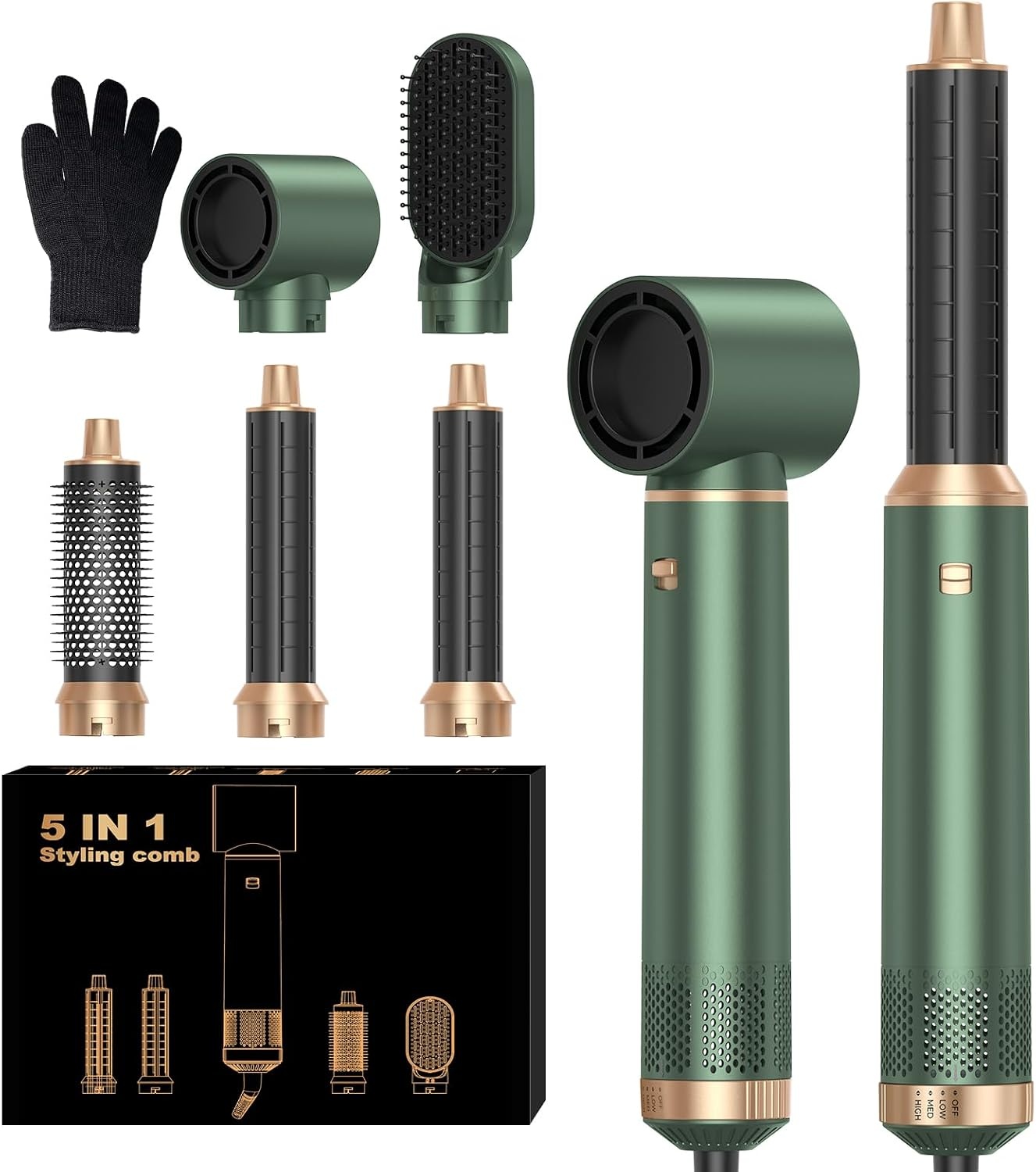 5-in-1 Heteluchtborstel Groen - 1000W | 56% Korting