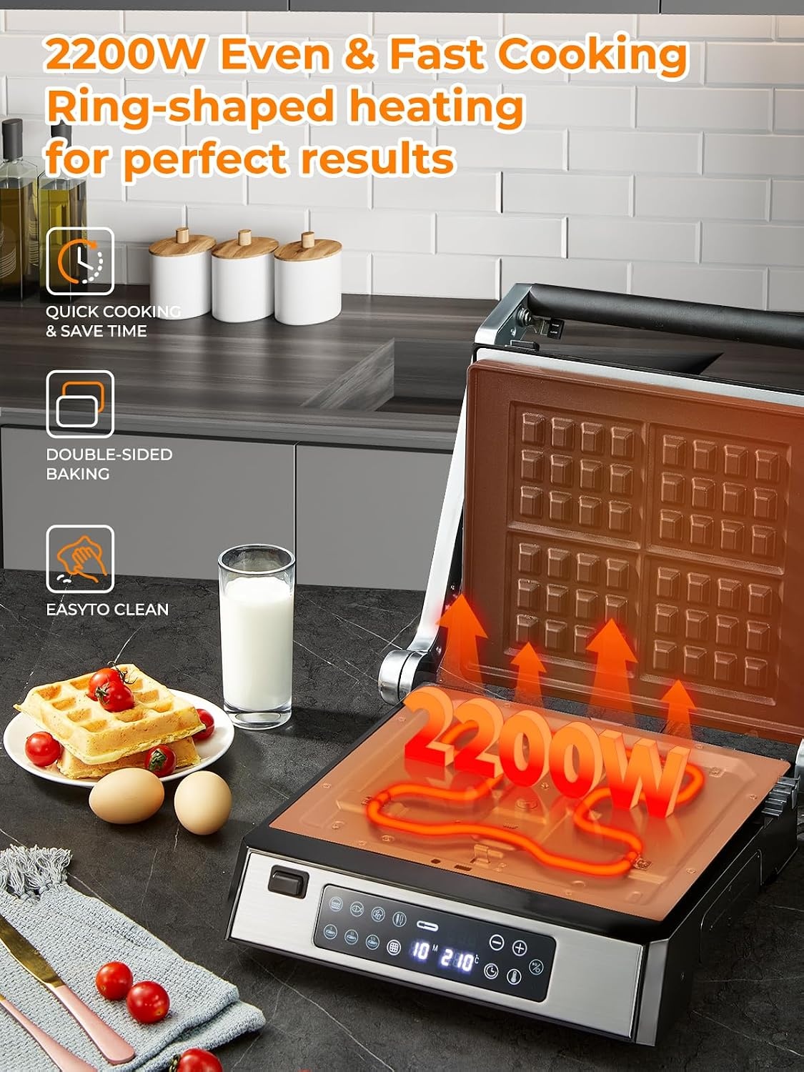 Contactgrill XL 4-in-1 met 35% Korting | Sandwichmaker & Wafelijzer
