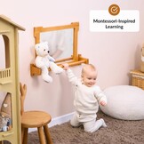 Montessori Wandspiegel met Houten Stang voor Peuters: Leren Lopen met 34% Korting!