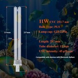 2x UVC Vervangingslamp Vijverfilter 11W G23 2-Pins met 56% Korting