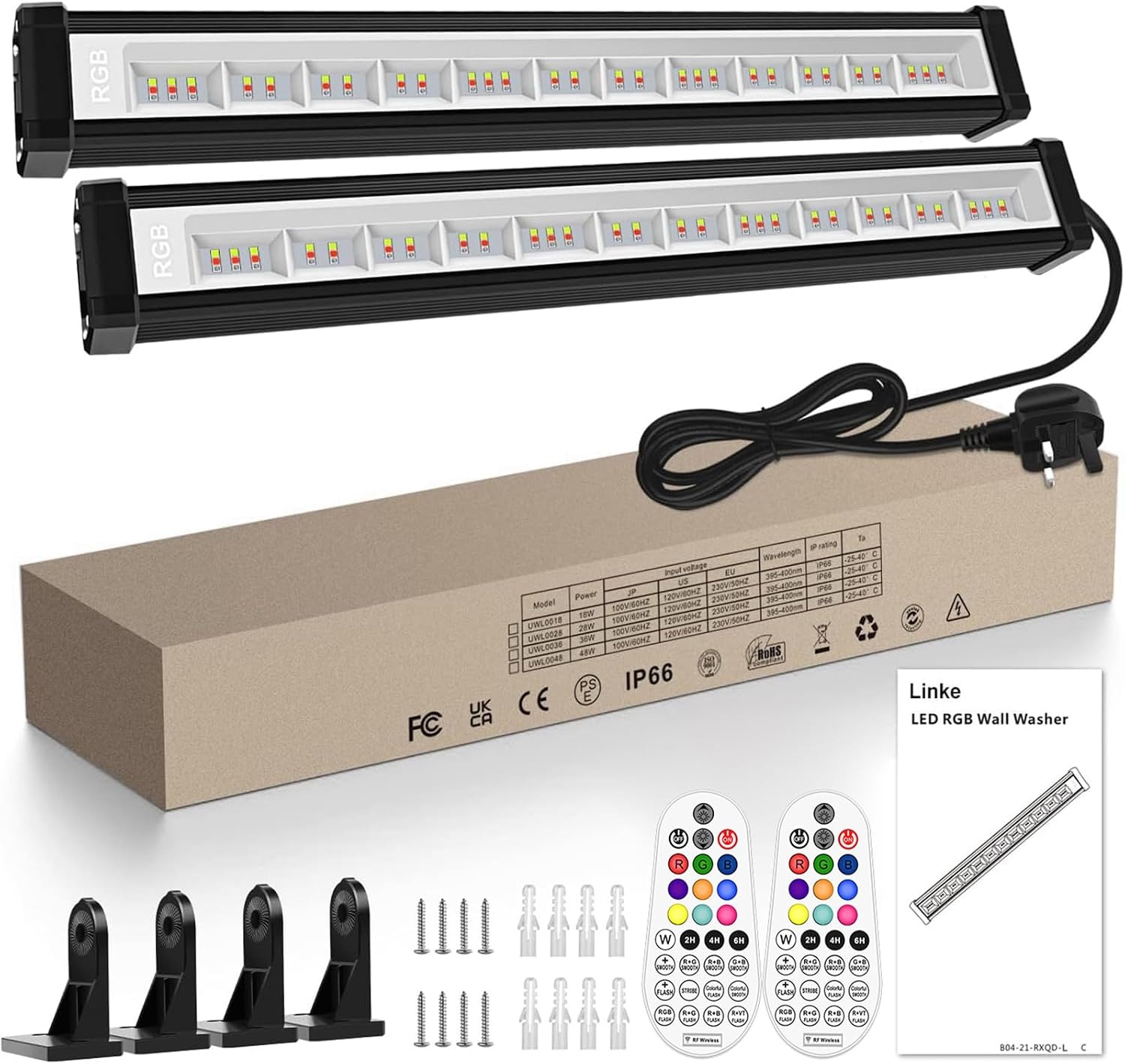 LED Wandlampen Set 2x 42W IP66 | RGB Kleuren met Afstandsbediening