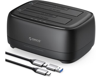 Docking Station 2x HDD/SSD 20TB, Klonen, USB 3.2 Type C, 33% Korting