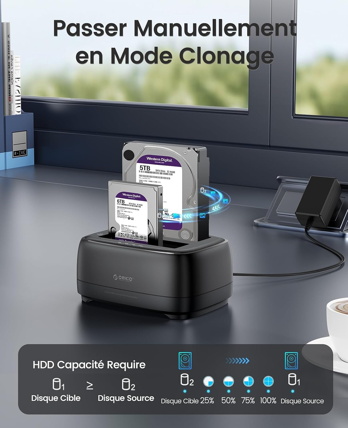 Docking Station 2x HDD/SSD 20TB, Klonen, USB 3.2 Type C, 33% Korting